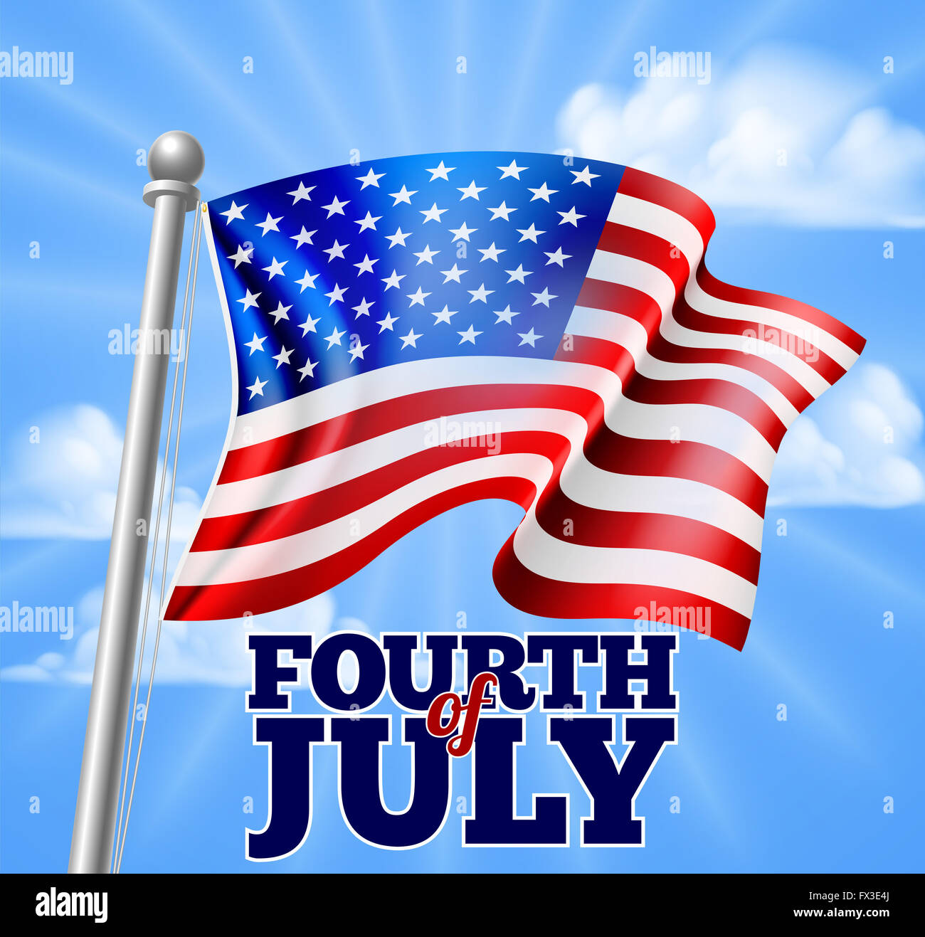 Un quarto di luglio American Independence Day bandiera design Foto Stock