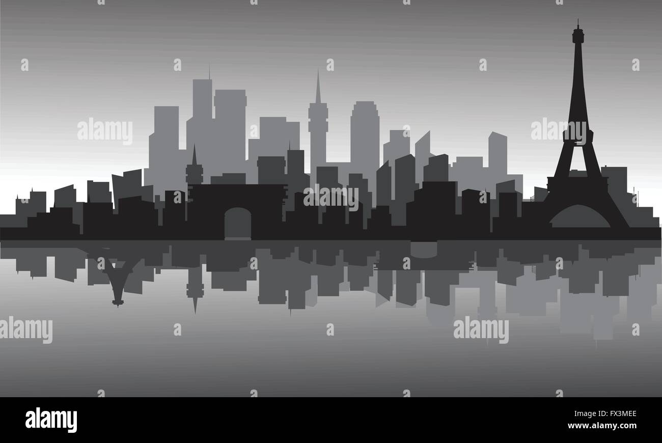 La silhouette della città e della torre eiffel Illustrazione Vettoriale