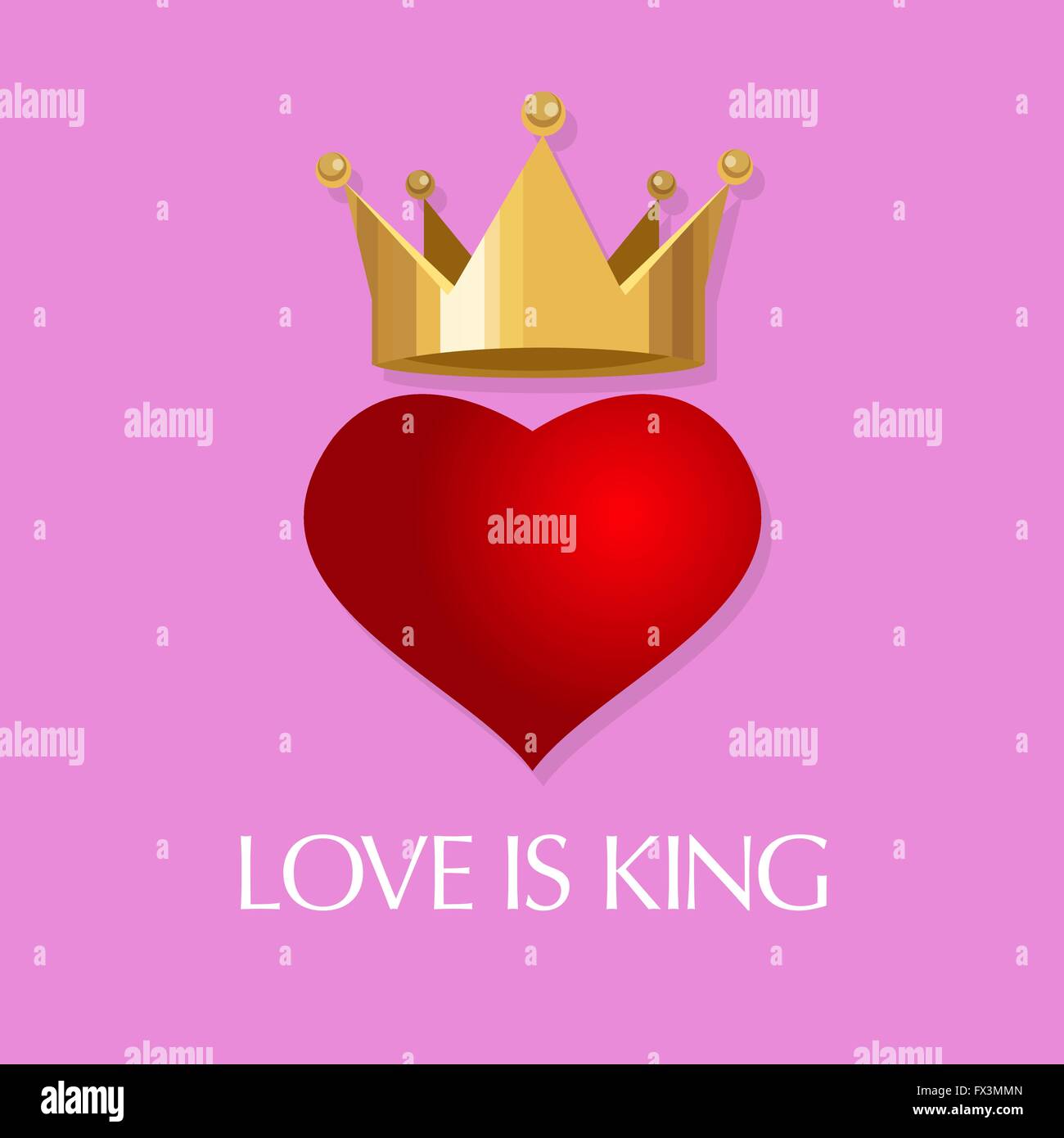 L amore è il re di corona regina di cuore Illustrazione Vettoriale