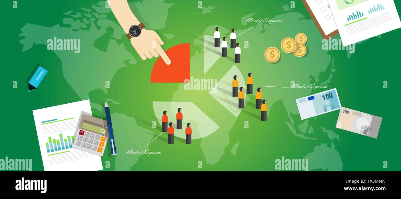 Segmentazione dei clienti del segmento concetto business marketing mercato target di persone Illustrazione Vettoriale