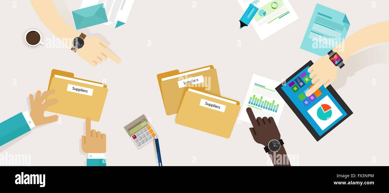 Appalti fornitore acquisto processo di gestione Illustrazione Vettoriale