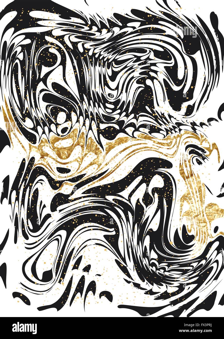 Nero e oro marmo modello di carta. Marmo astratto modello di vernice con oro. Illustrazione Vettoriale. Illustrazione Vettoriale