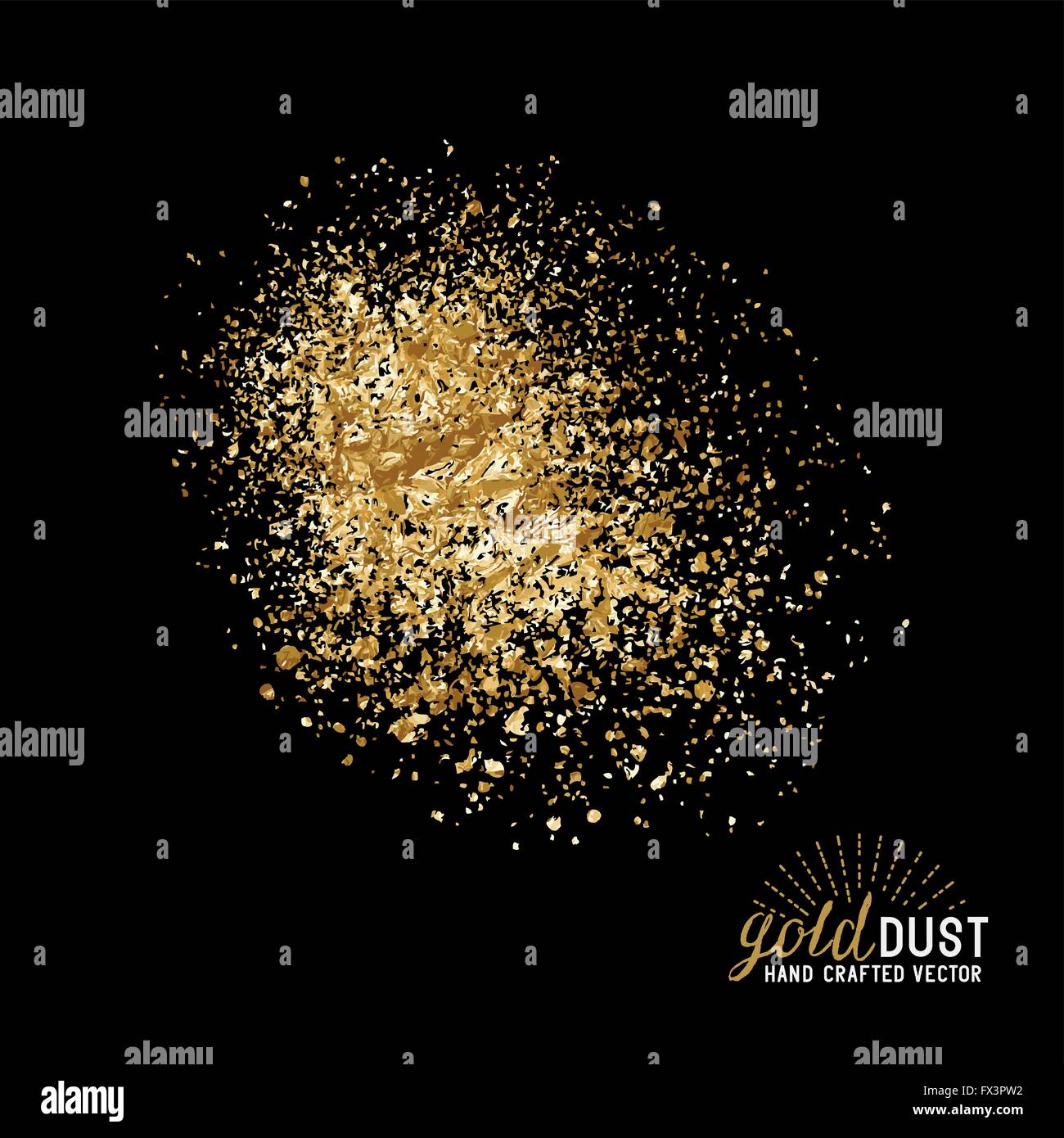 Vector polvere d oro. Oro lamina di particelle di polvere. Illustrazione Vettoriale. Illustrazione Vettoriale