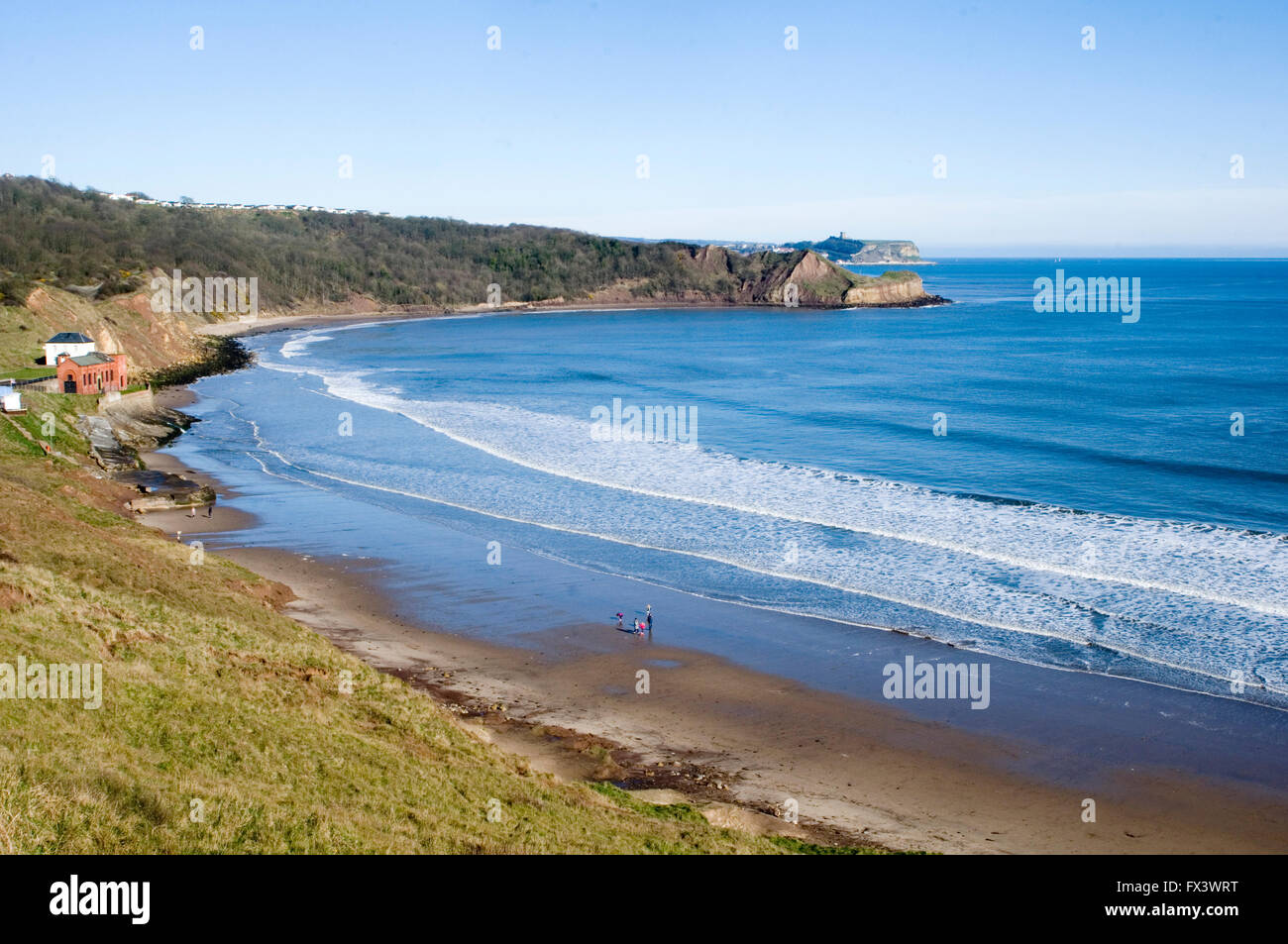 Cayton bay Scarborough Beach spiagge costa dello Yorkshire costa est lungomare Foto Stock