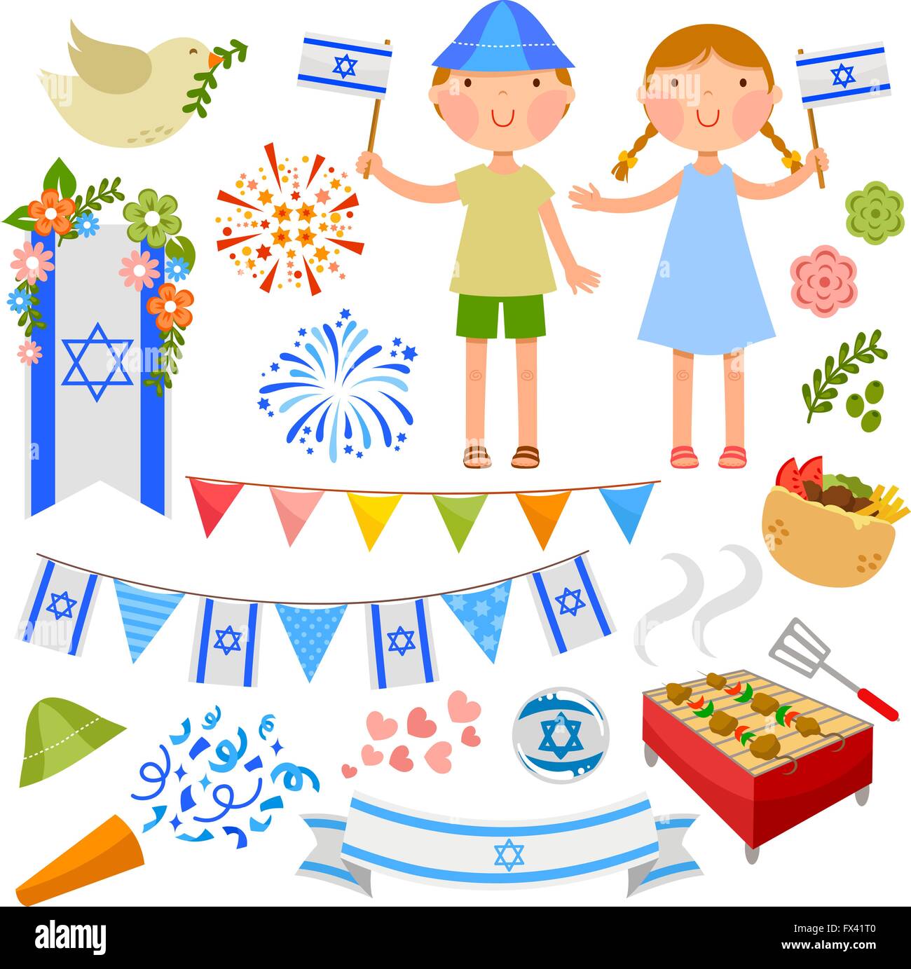 Serie di illustrazioni per Israele il giorno di indipendenza Illustrazione Vettoriale