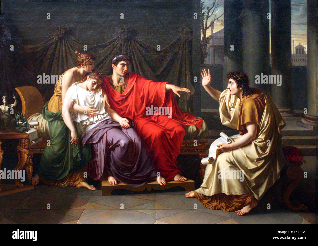Virgilio (Publio Vergilius Maro) la lettura dell'Eneide di Augusto, Octavia, e Livia Foto Stock