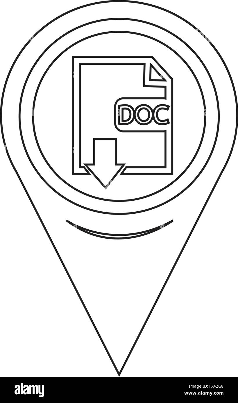 Mappa puntatore Pin tipo di file icona DOC Illustrazione Vettoriale