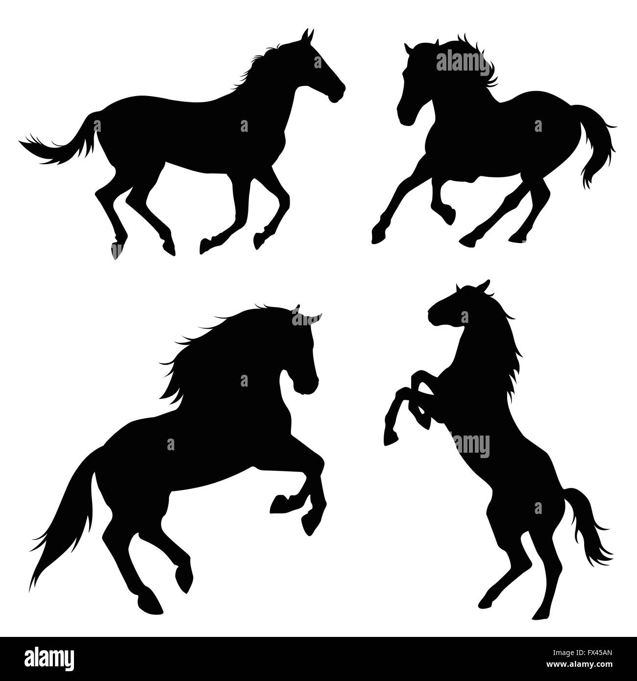 Cavallo illustrazione silhouette impostato Foto Stock