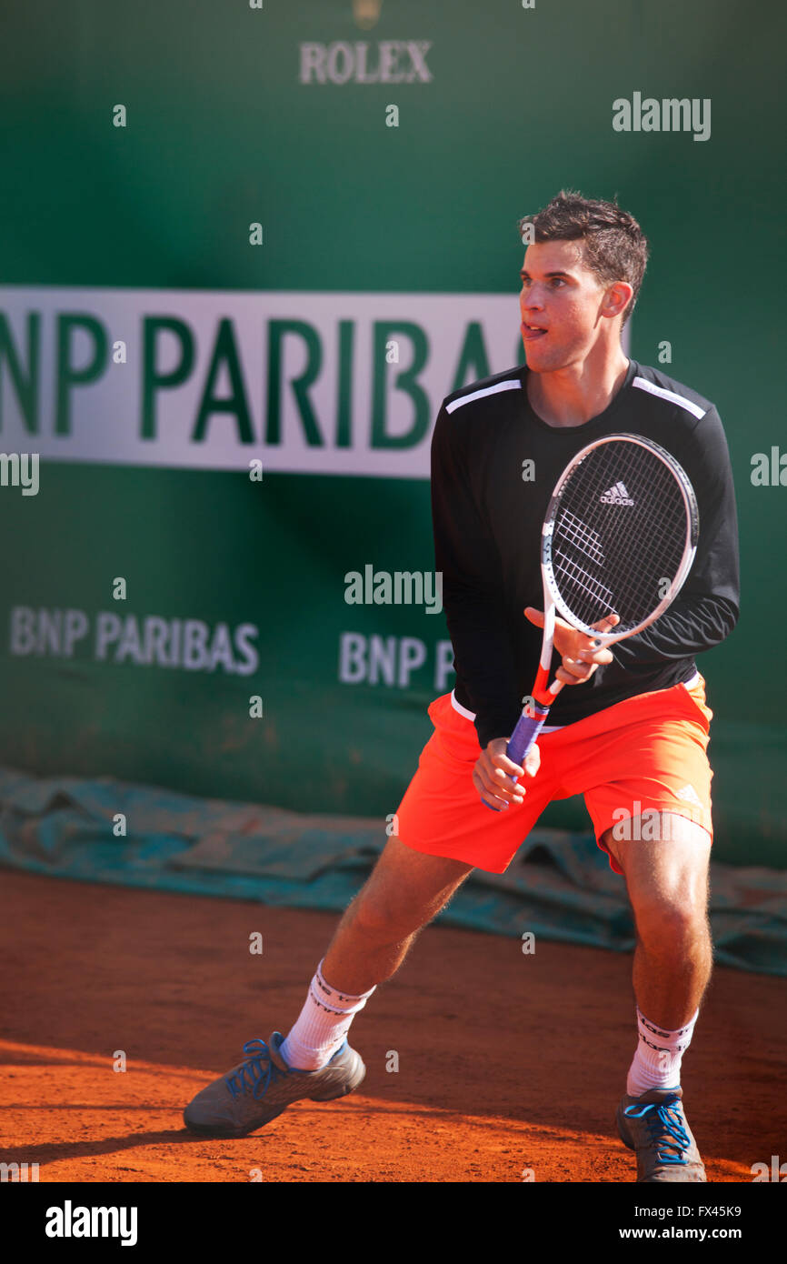 Montecarlo Rolex Masters ATP, Monaco. Dominic Thiem su corte Foto Stock