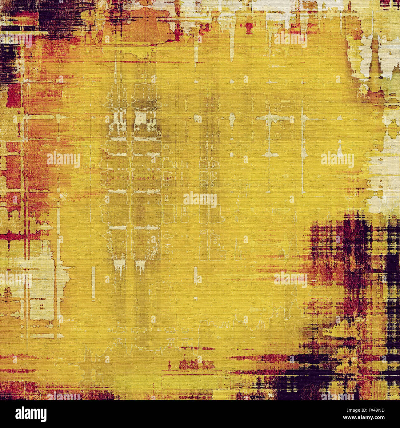 Composizione astratta su testurizzato, vintage sfondo con macchie di grunge. Con diverse configurazioni di colore: giallo (beige); marrone; rosso (arancione); viola (viola) Foto Stock