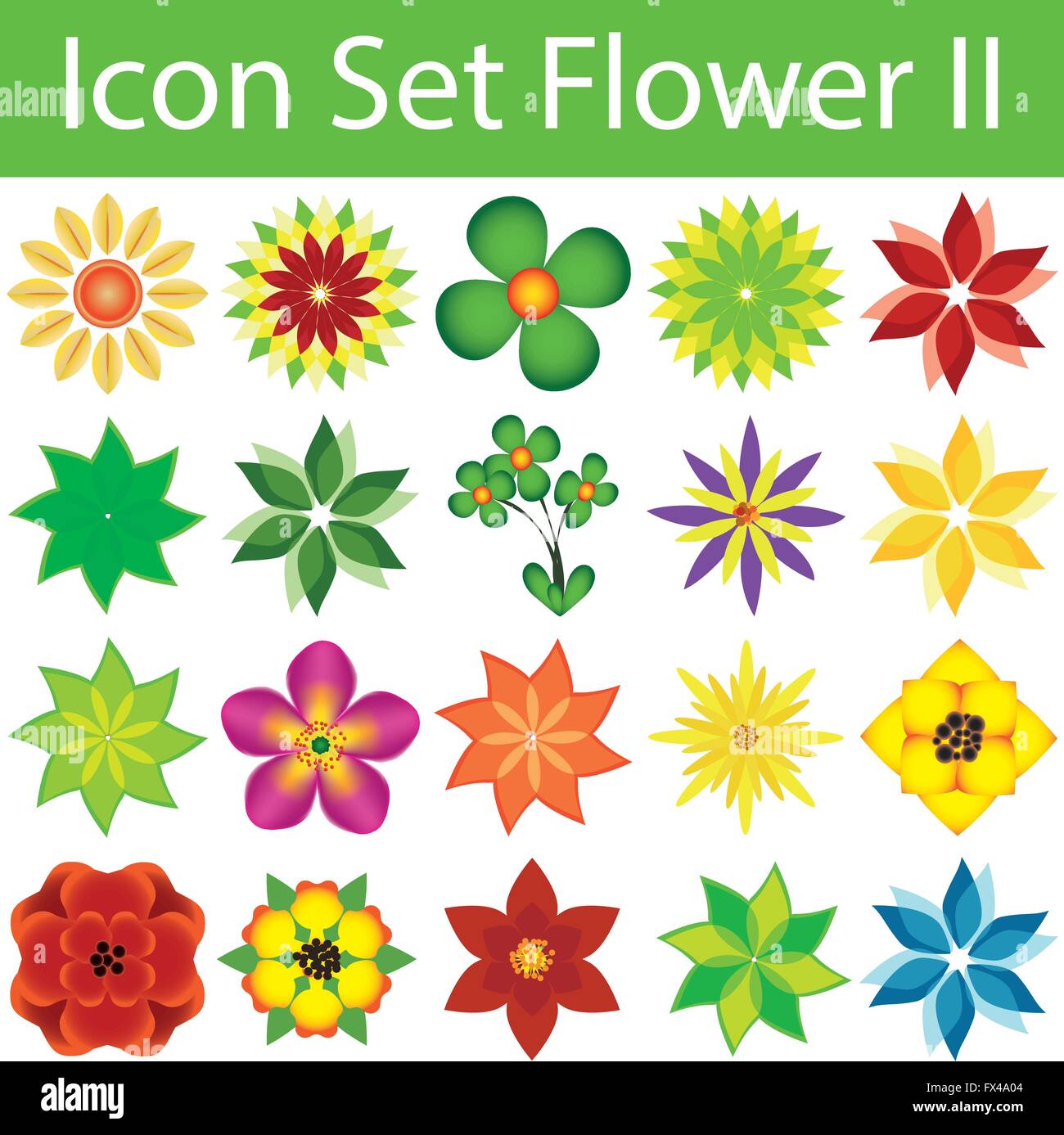 Imposta icona fiori II con 20 icone per acquistare diversi Illustrazione Vettoriale