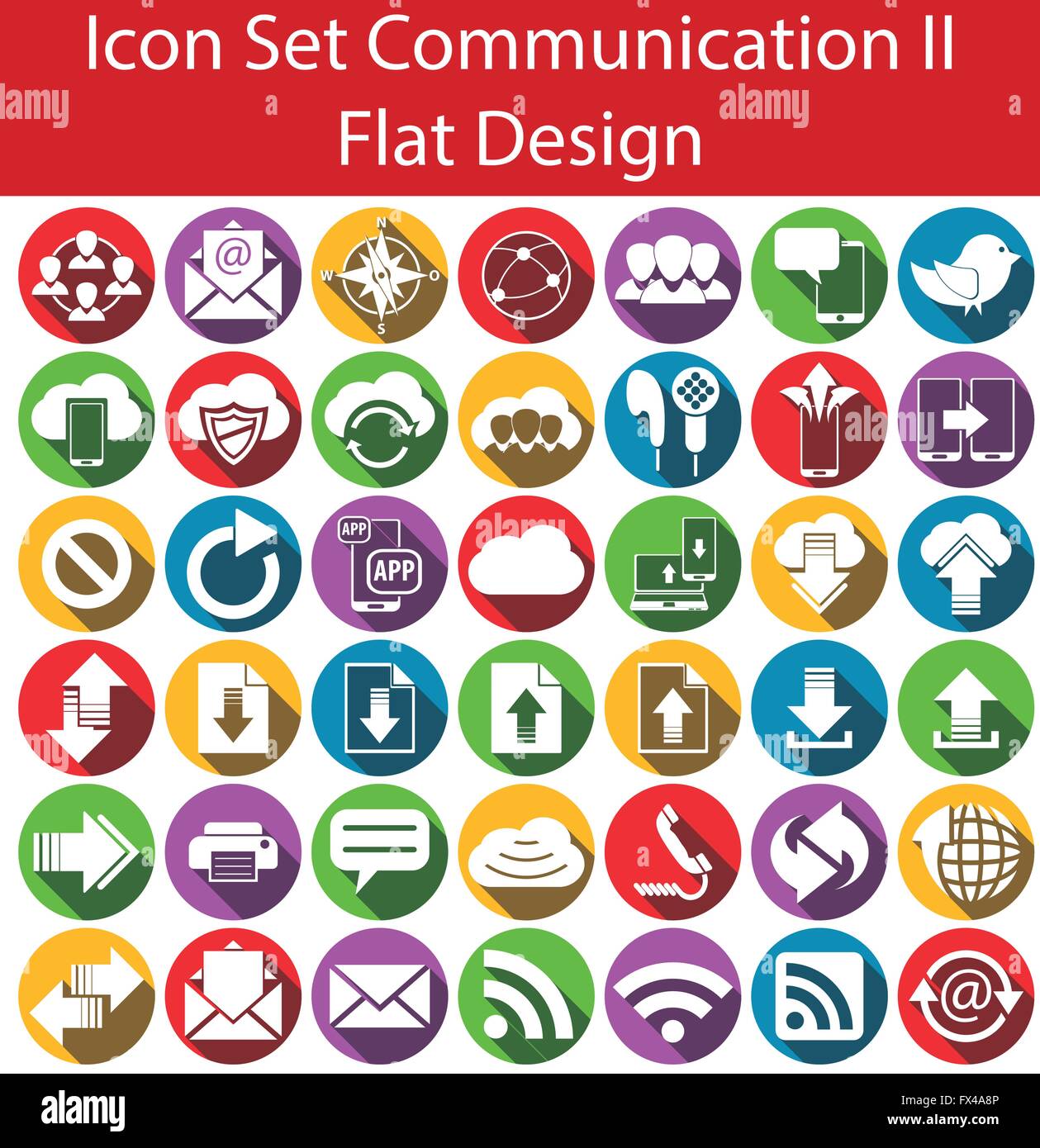 Design piatto icona impostare la comunicazione II con 42 icone per l'uso creativo nel web un graphic design Illustrazione Vettoriale