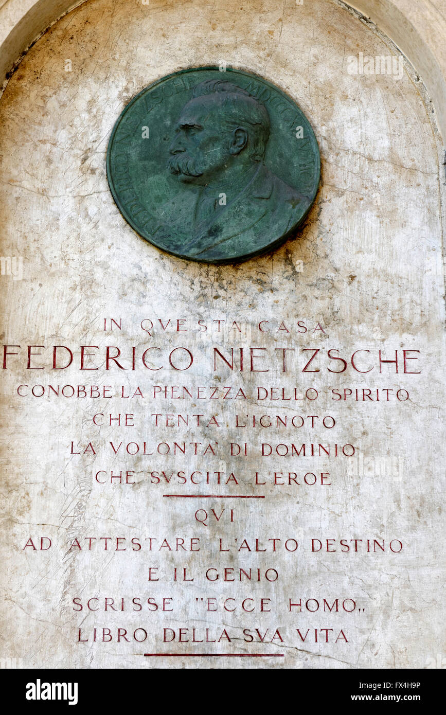 Memorial per il filosofo Friedrich Nietzsche, Torino, Piemonte, Italia Foto Stock