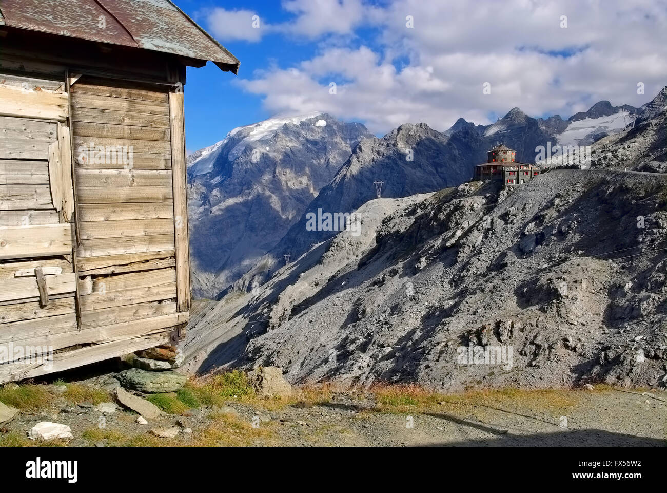 Stilfser Joch Tibet-Hütte in Südtirol - Passo dello Stelvio, il Tibet-Hut in Alto Adige Foto Stock