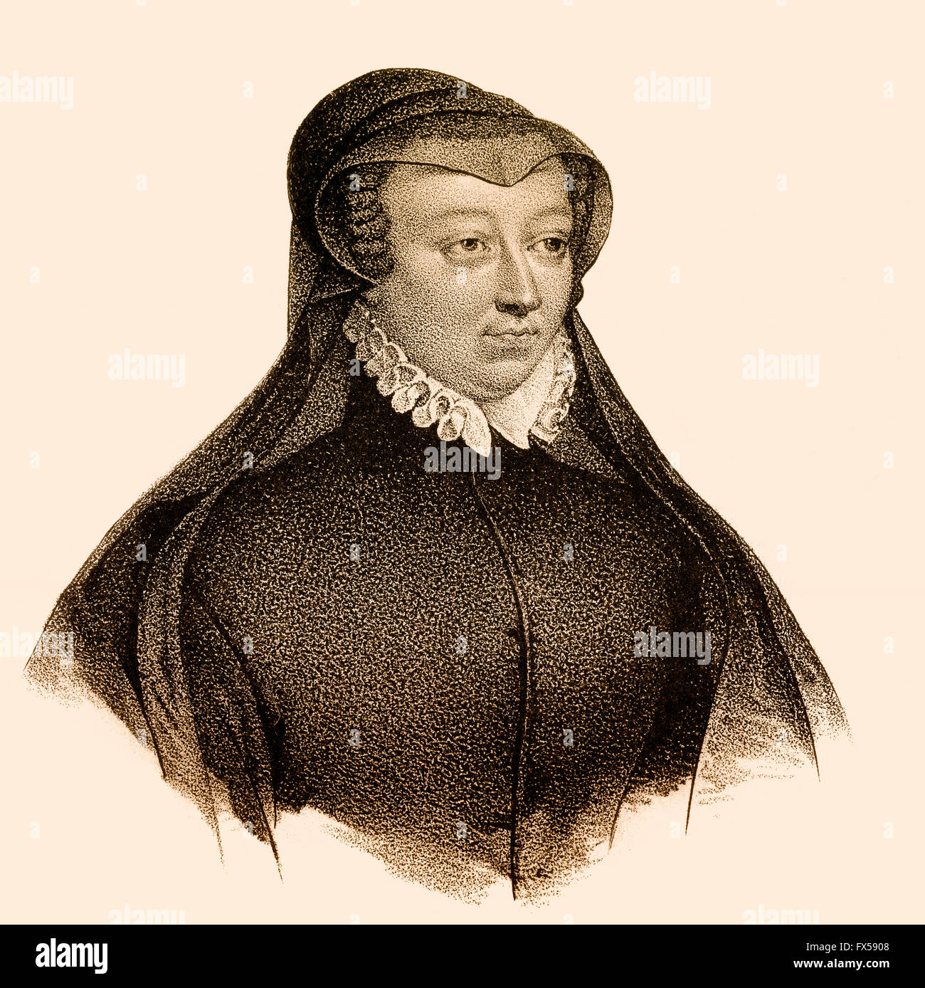 Caterina de' Medici, Catherine de Médicis, 1519-1589, regina di Francia come la moglie del re Enrico II Foto Stock
