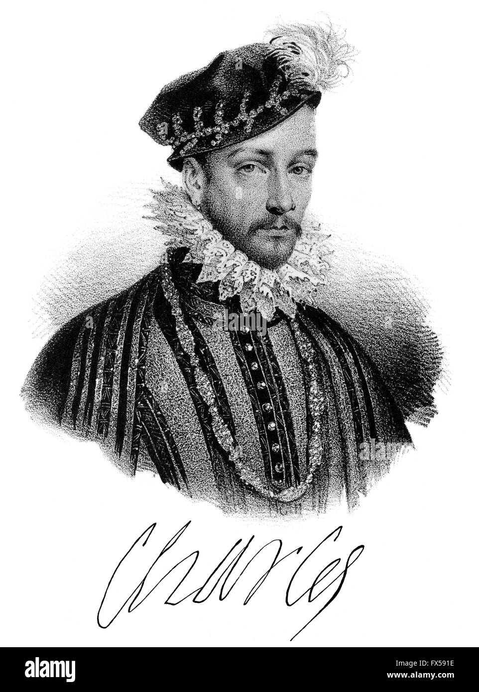 Charles IX, Karl IX., 1550-1574, re di Francia Foto Stock