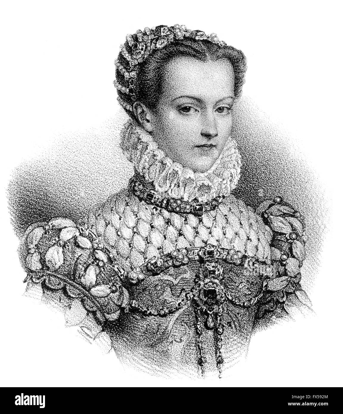 Elisabetta d'Austria, 1554-1592, regina di Francia come la moglie del re Carlo IX Foto Stock