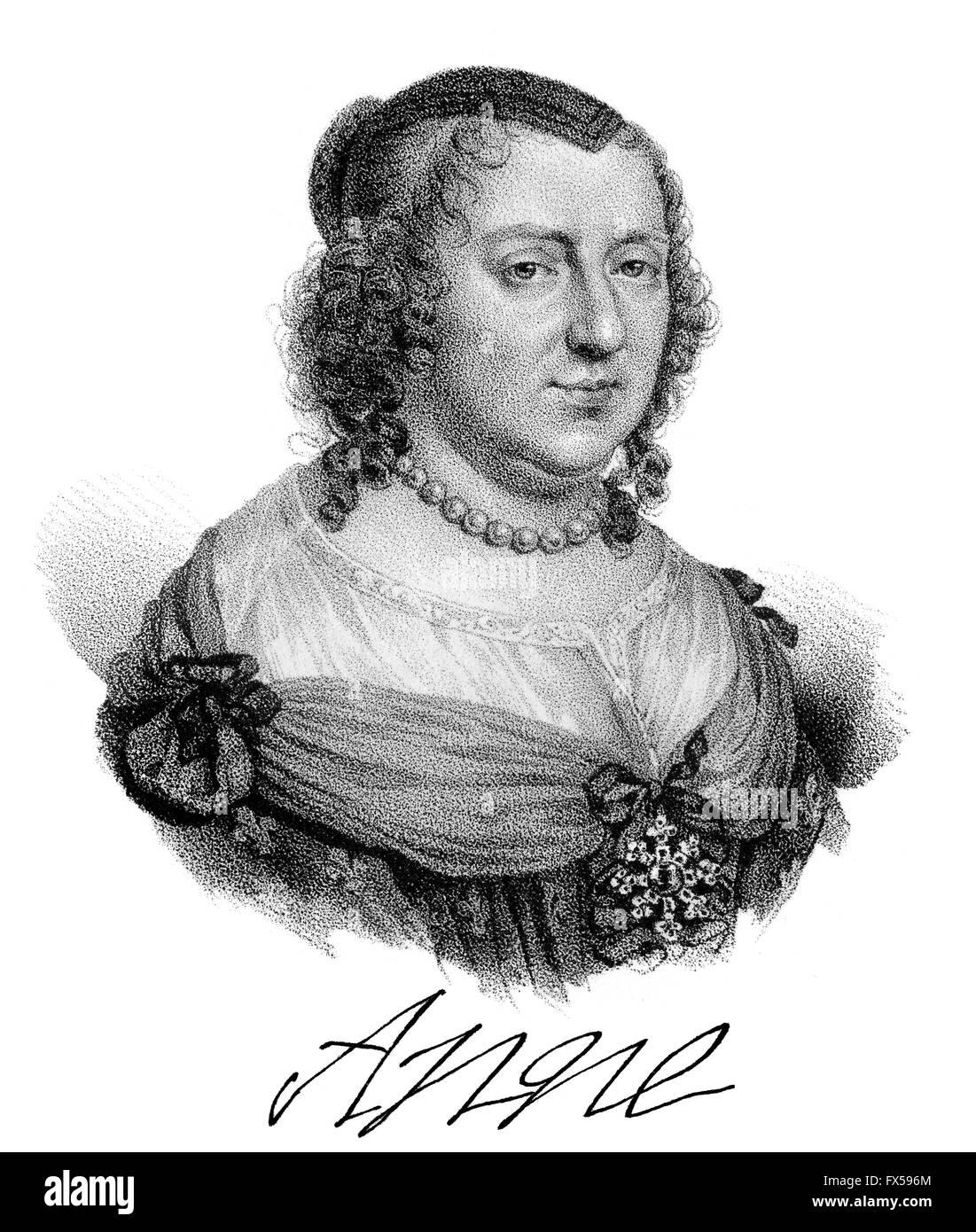 Anna d'Austria, Anne d'Autriche, Anna Maria Mauricia von Spanien, 1601-1666, regina consorte di Francia e di Navarra Foto Stock