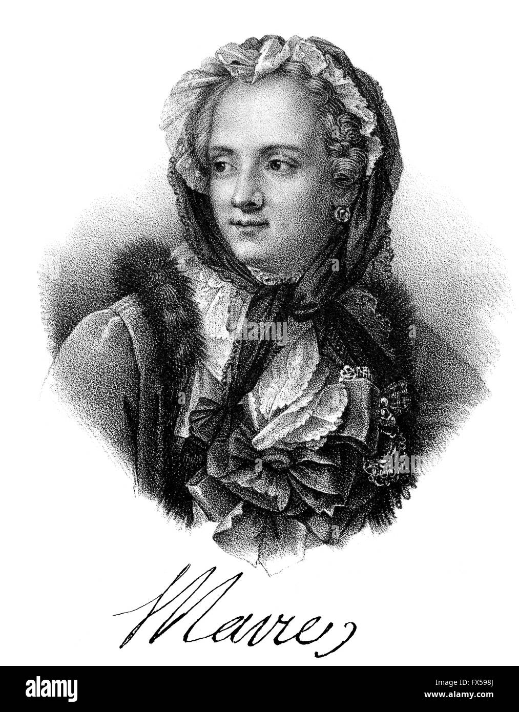 Marie Leszczyńska la Regina Maria di Francia, 1703-1768, una regina consorte di Francia Foto Stock