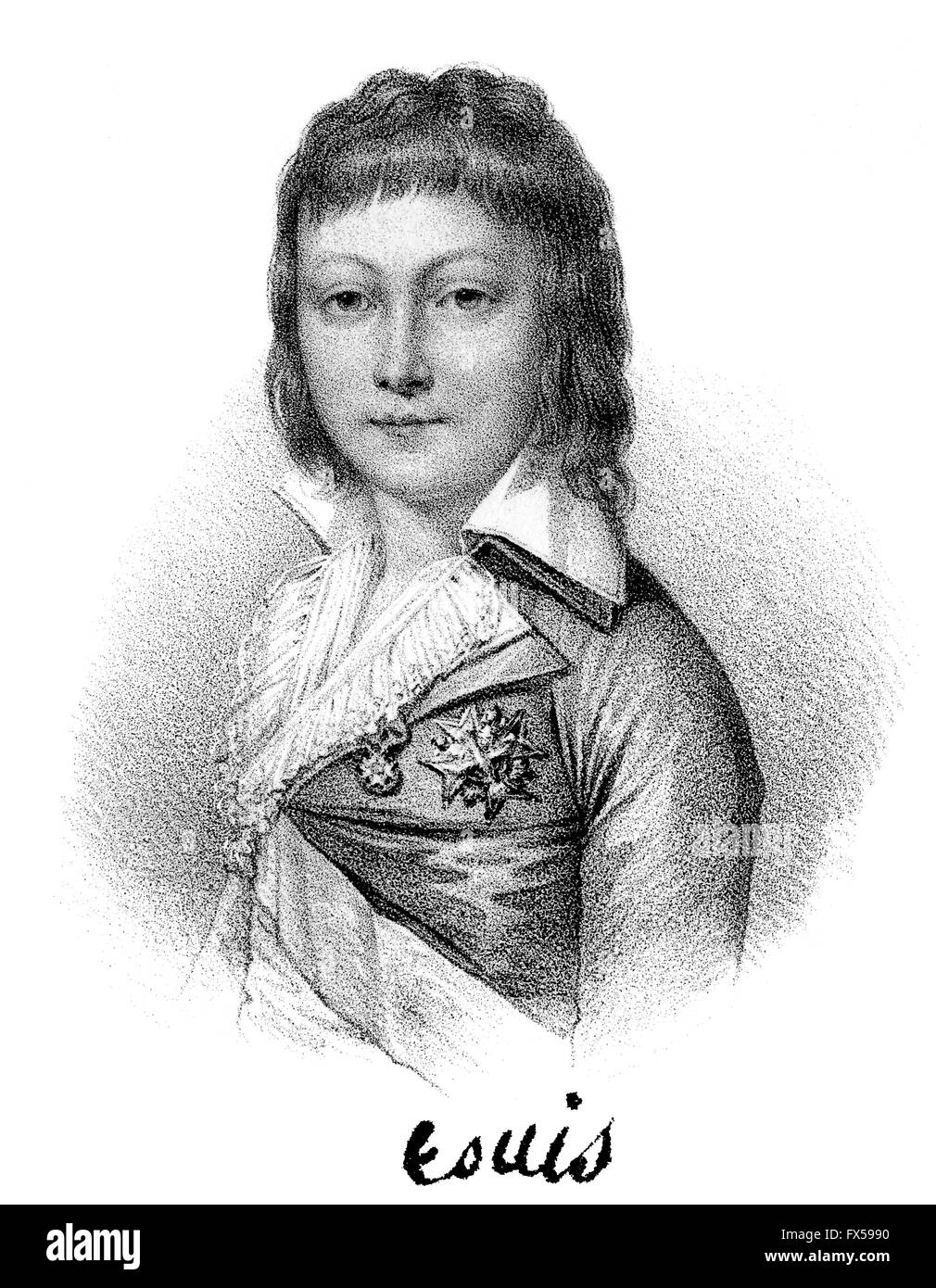 Louis XVII, Louis Charles de Bourbon, Delfino di Francia, 1785-1795, Principe Reale di Francia Foto Stock