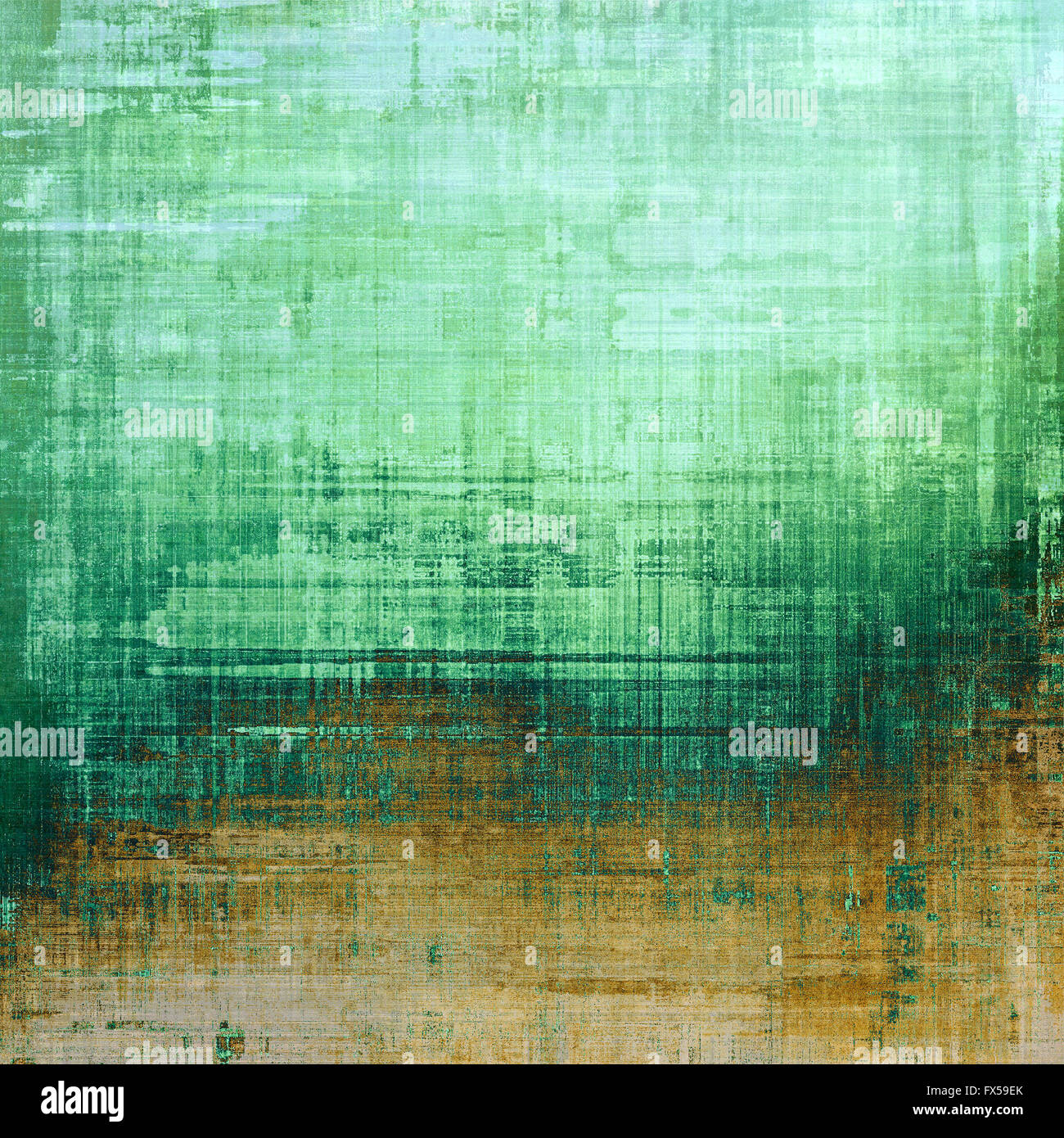 Composizione astratta su testurizzato, vintage sfondo con macchie di grunge. Con diverse configurazioni di colore: giallo (beige); marrone; ciano; verde Foto Stock