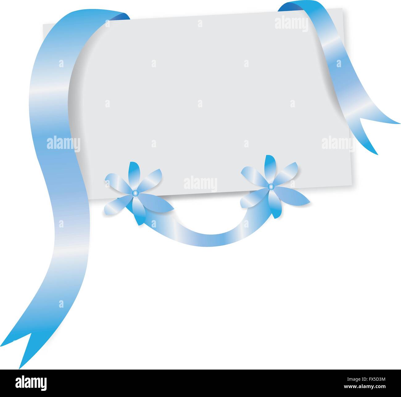 Biglietto augurale azzurro con nastrino - biglietto di auguri con nastro blu Illustrazione Vettoriale