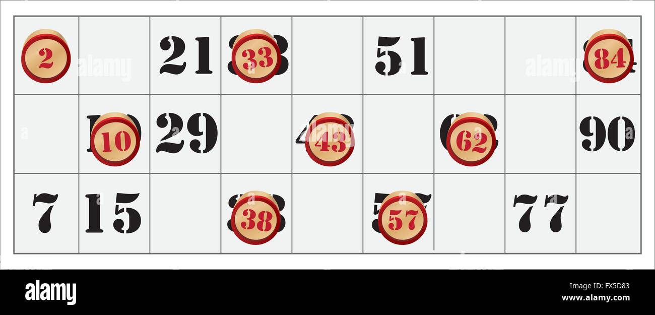 Bingo vettore di numeri su sfondo bianco Illustrazione Vettoriale