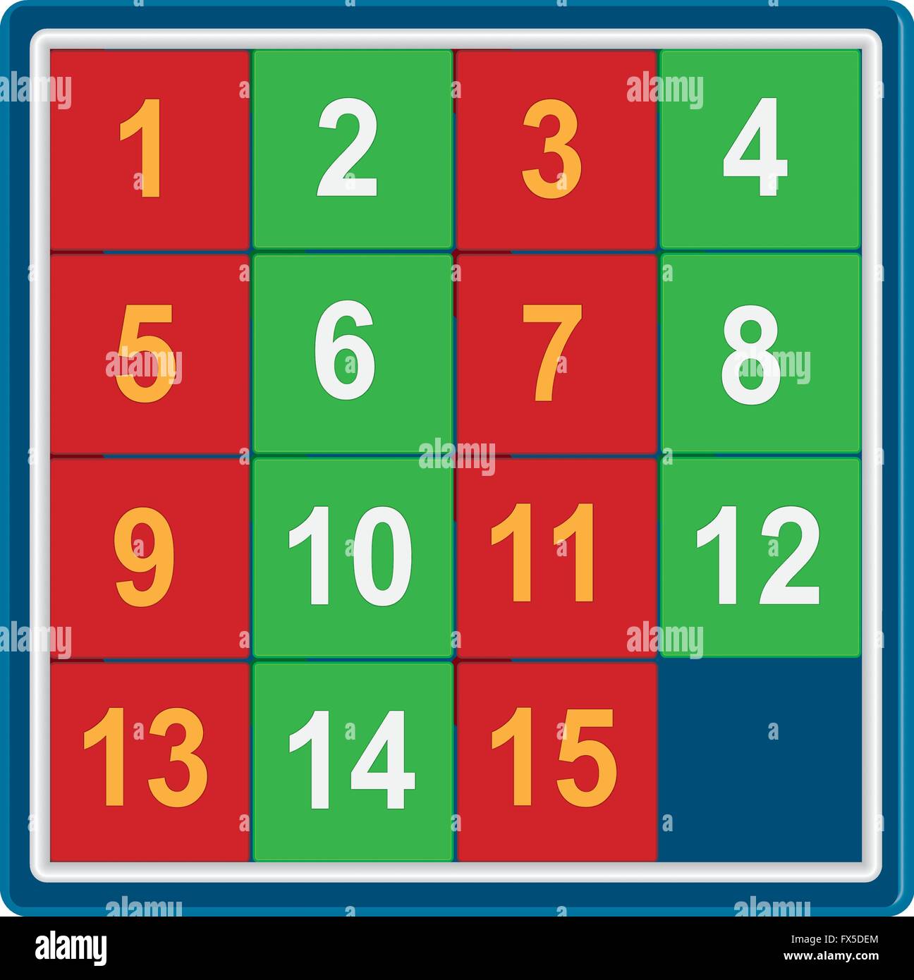 Il gioco di puzzle giochi allineando tutti i numeri in sequenza da uno a  quindici Immagine e Vettoriale - Alamy