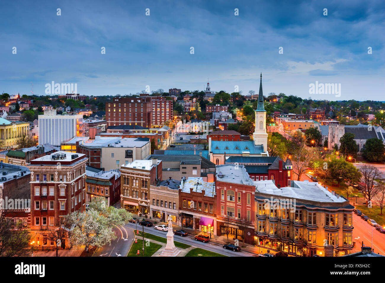 Macon, GEORGIA, STATI UNITI D'AMERICA skyline del centro. Foto Stock