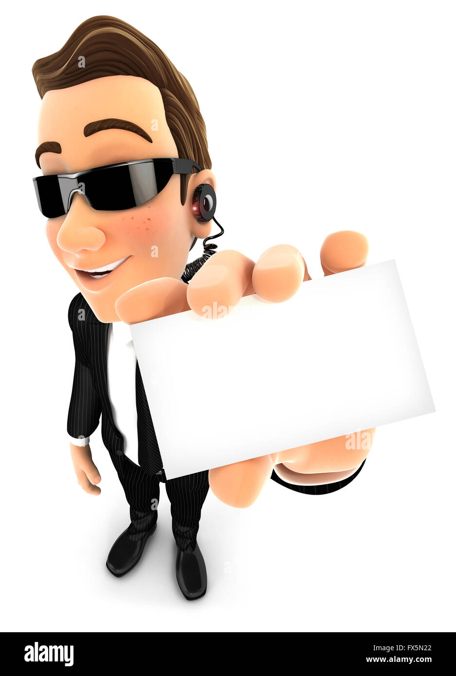 3d agente di sicurezza holding company card, isolato sfondo bianco Foto Stock