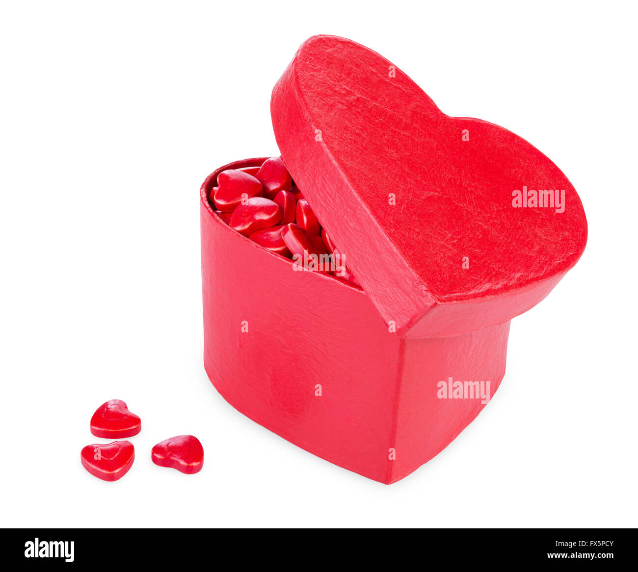 A forma di cuore il giorno di San Valentino confezione regalo isolato su sfondo bianco Foto Stock