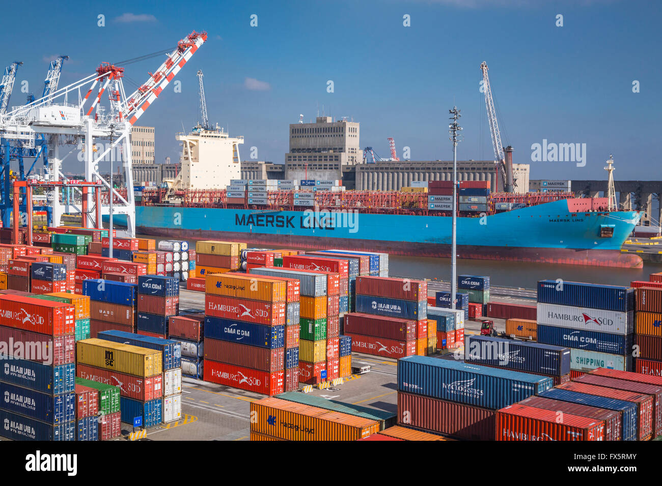 Il contenitore di spedizione dal Porto di Buenos Aires, Argentina, Sud America Foto Stock