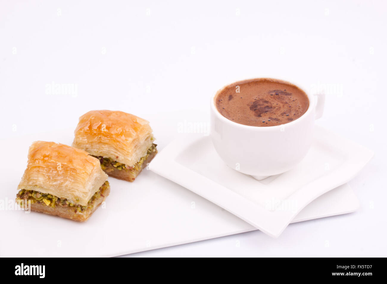 Il caffè turco e il baklava Foto Stock