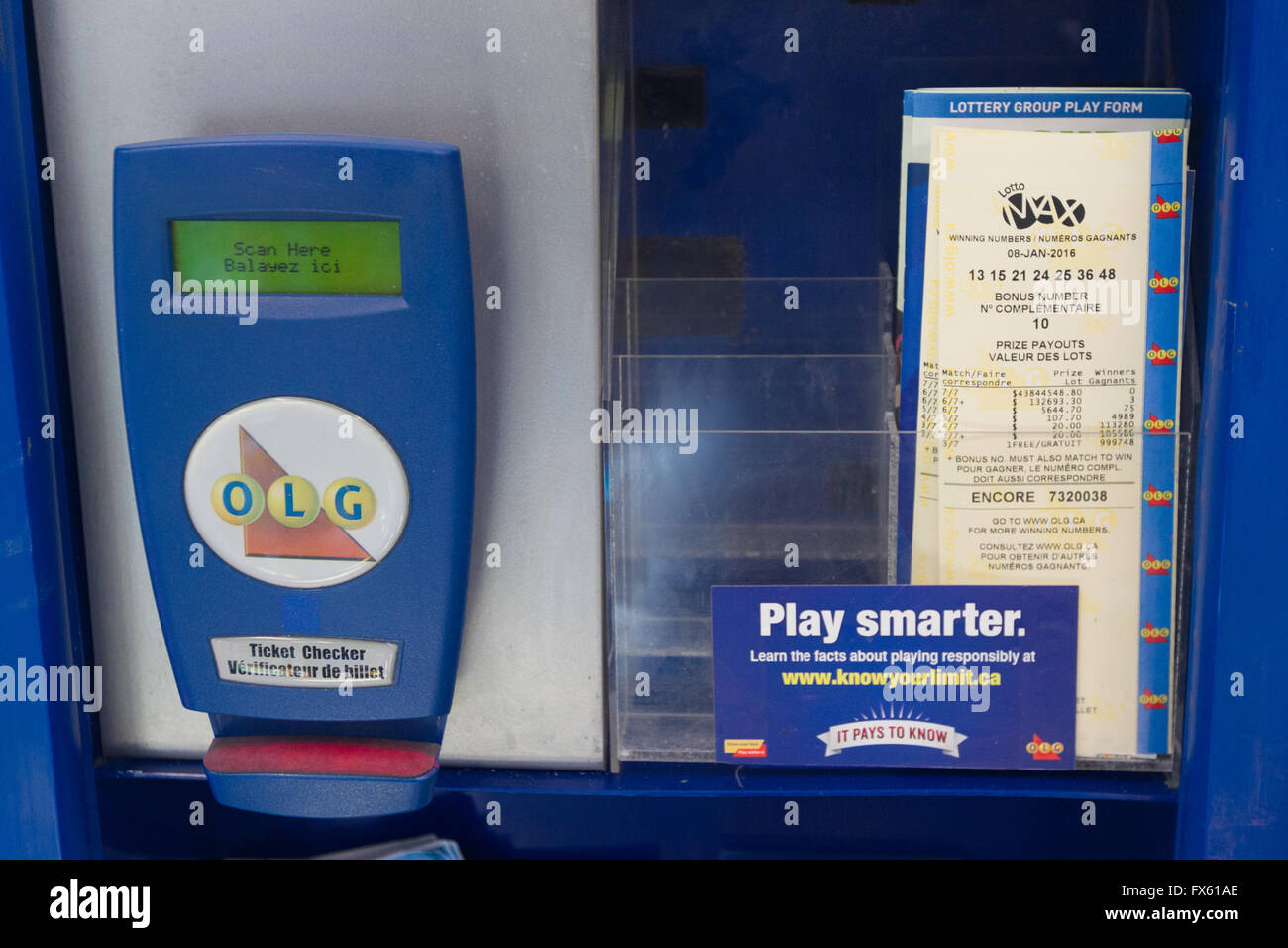 OLG stazione di lotteria a Mac del latte in Kingston, Ont., mercoledì 13 gennaio, 2016. Foto Stock OLG stazione di lotteria a Mac del latte in Kingston, Ont., mercoledì 13 gennaio, 2016. Foto Stock
