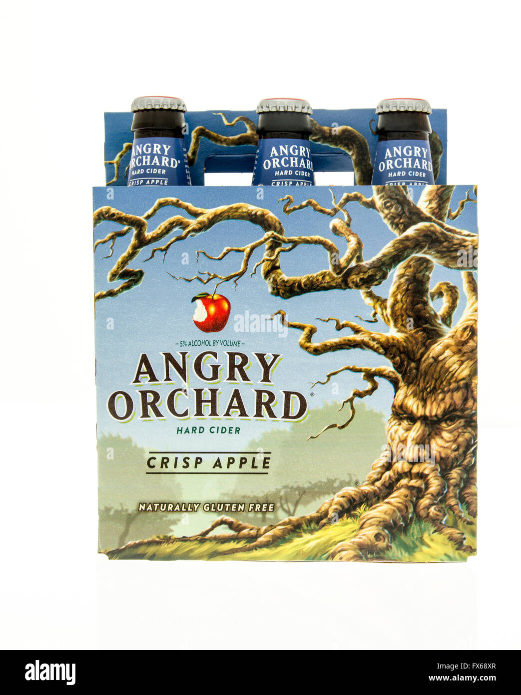 Winneconne, WI - 15 Marzo 2016: Un six pack di Angry Orchard hard sidro in fresco sapore di Apple Foto Stock