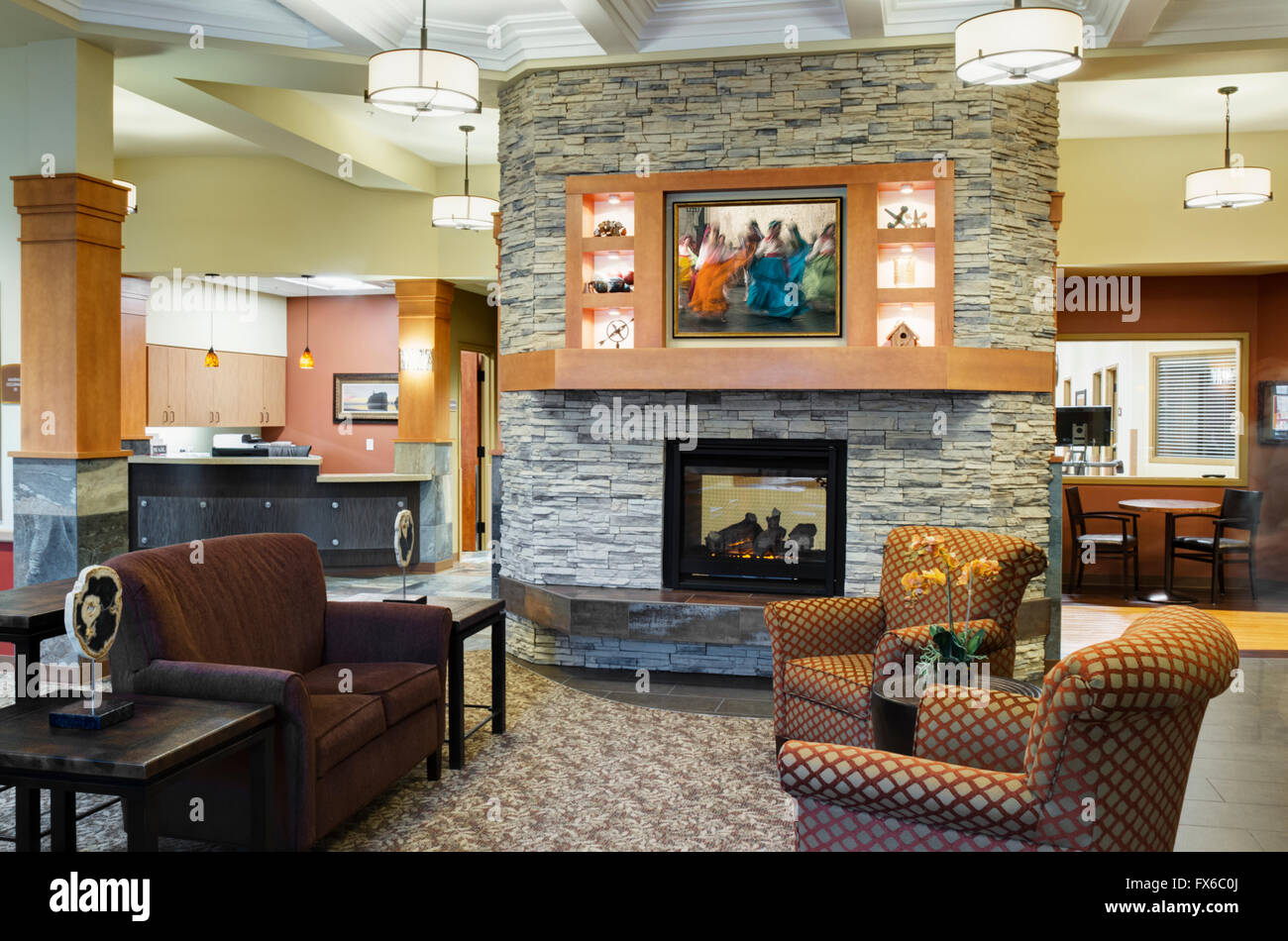 Vuoto area lounge in assisted living facility Foto Stock