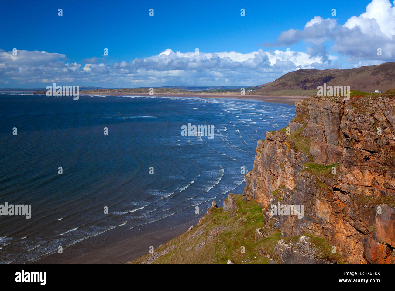 Rhossili Bay e Llangennith, Gower, Swansea, Galles Foto Stock