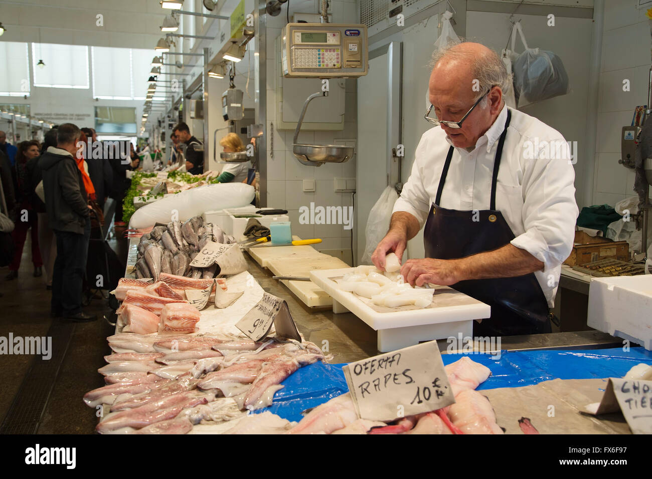 Pescheria, Centrale Mercato del Pesce. La città di Cadice, Andalusia Spagna. Europa Foto Stock