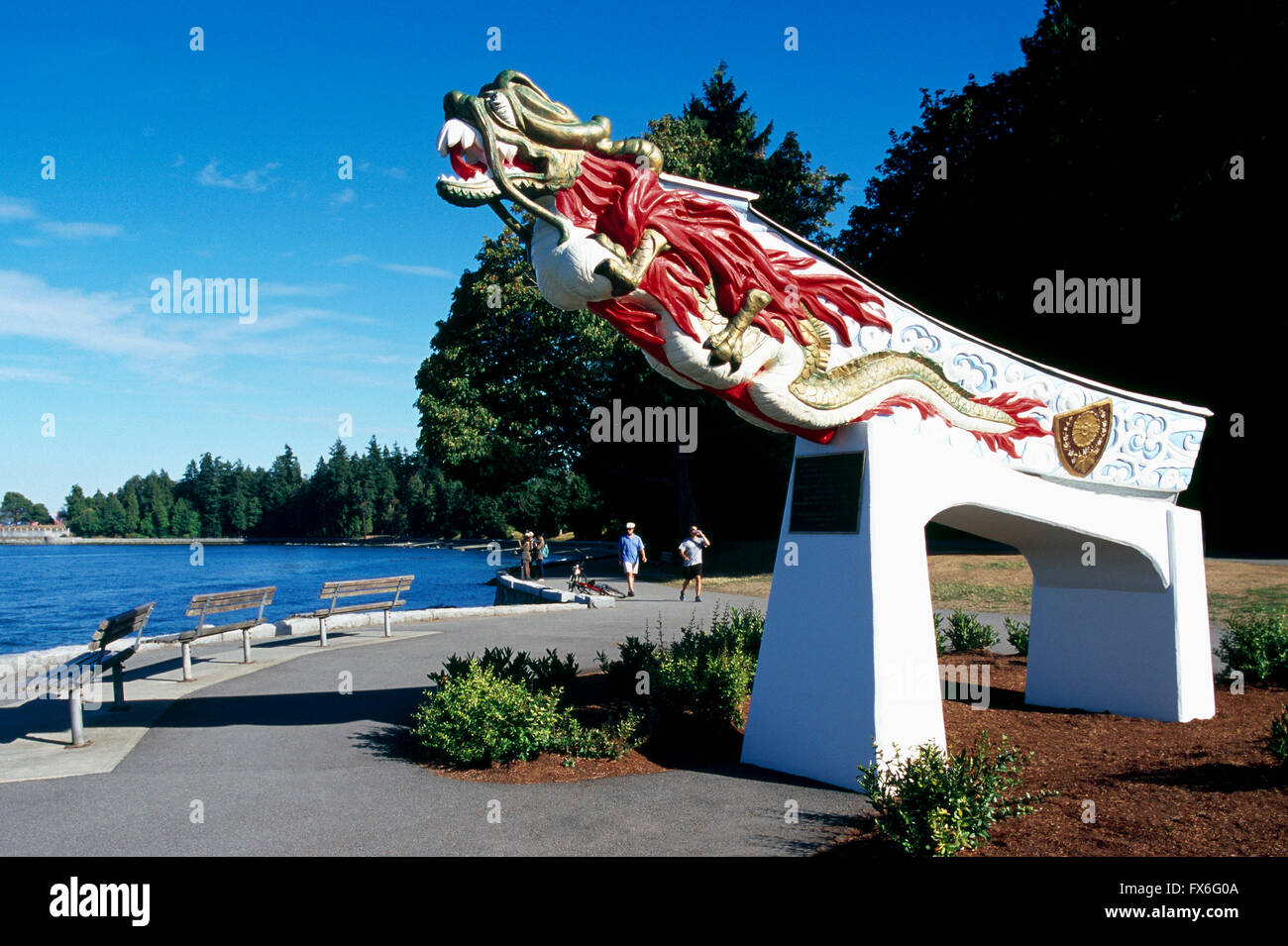 Stanley Park, Vancouver, BC, British Columbia, Canada - 'SS Imperatrice del Giappone " nave Polena (Replica) lungo Seawall Foto Stock