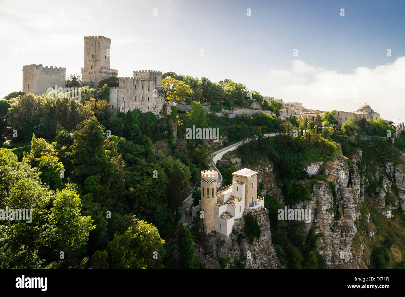 Castello di Venere, castello normanno con Torri del Balio, Torretta Pepoli o Castello Pepoli di seguito, Erice, in provincia di Trapani Foto Stock