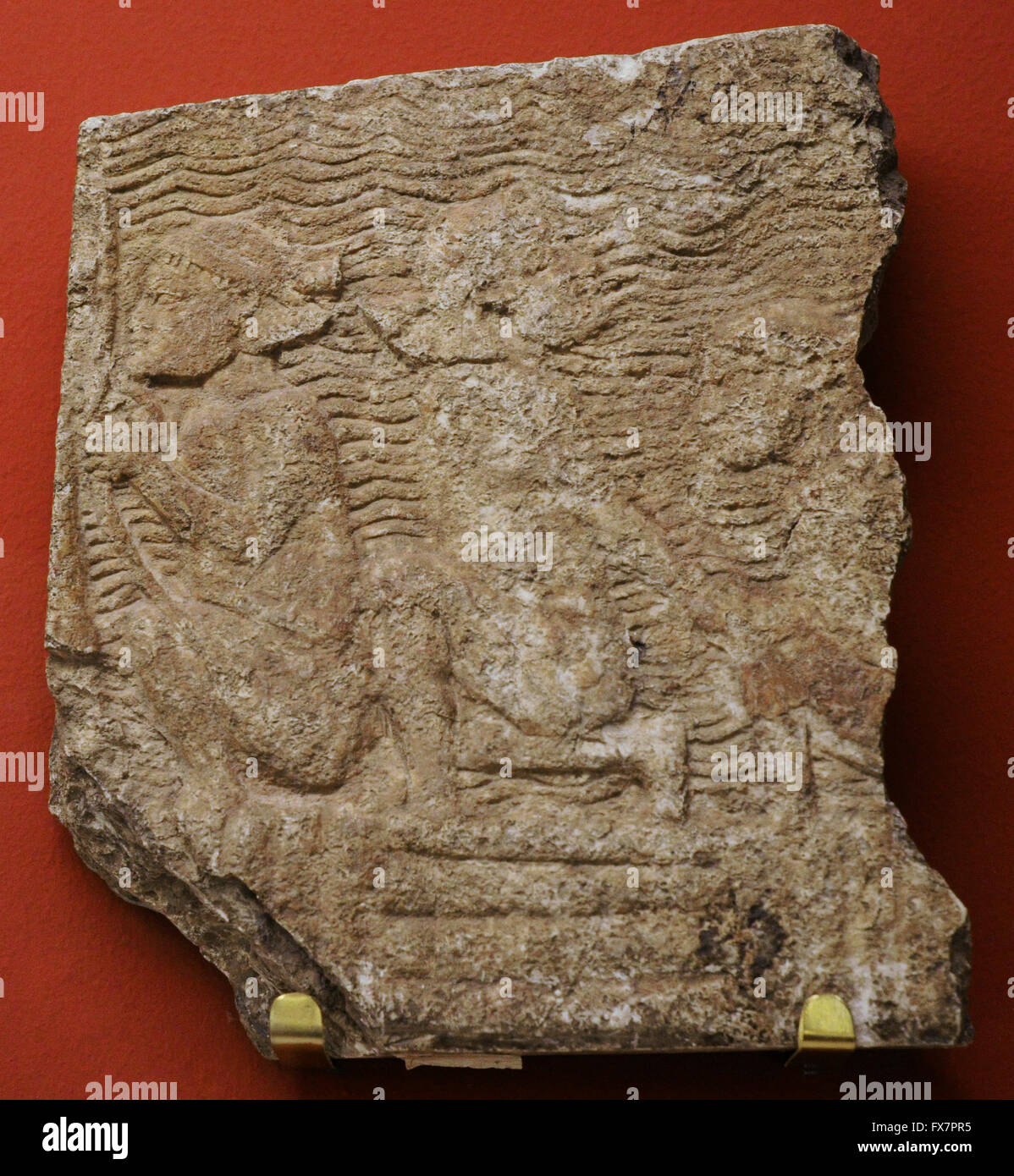 Impero Assiro. Mesopotamia. Vicino Oriente. La guerra nelle paludi. Dettaglio di una grande scena di battaglia. Sollievo dal palazzo di Sennacherib a Ninive (Kuyunkik, Iraq). Calcare. Inizio. Vii secolo A.C. Lo stato Museo Hermitage. San Pietroburgo. La Russia. Foto Stock
