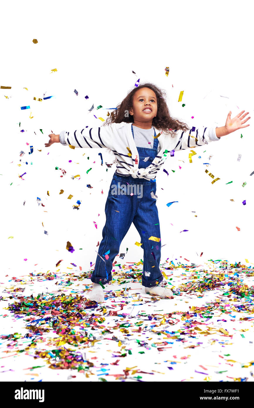 Giocando con i confetti Foto Stock