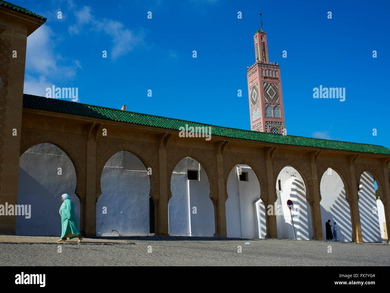 Il Marocco, Tangeri,città nuova, Gran Socco square o Aprile 9, 1947 SQUARE, Sidi Bou Abid moschea Foto Stock