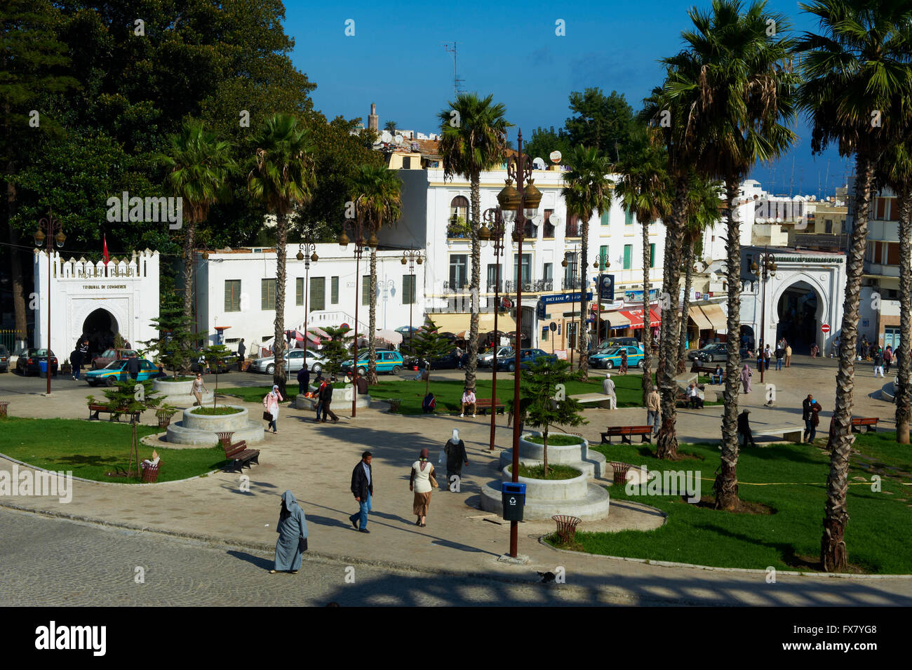 Il Marocco, Tangeri città nuova, Gran Socco square o Aprile 9, 1947 SQUARE Foto Stock