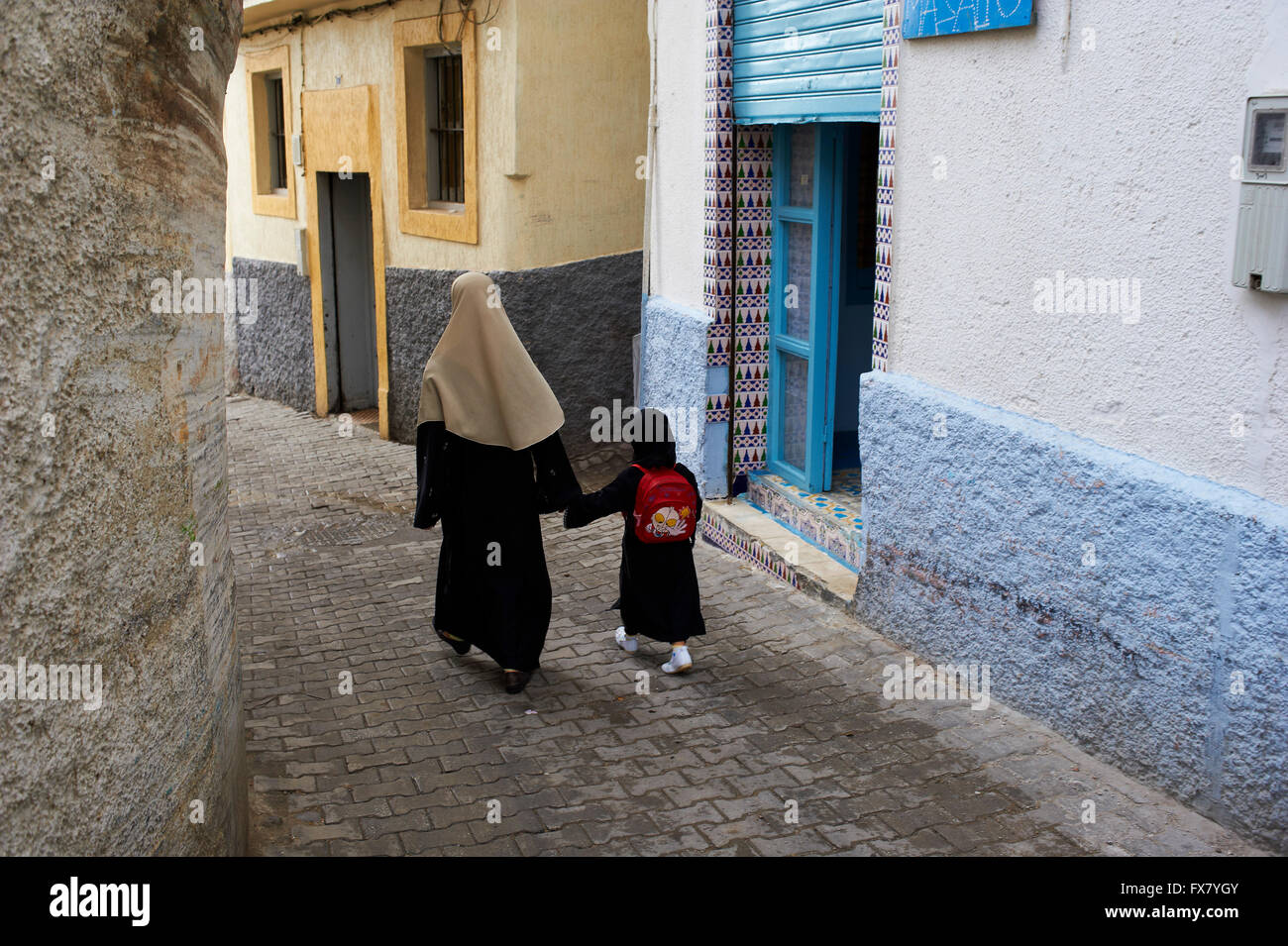 Il Marocco, Tangeri scuola per bambini Medina Foto Stock