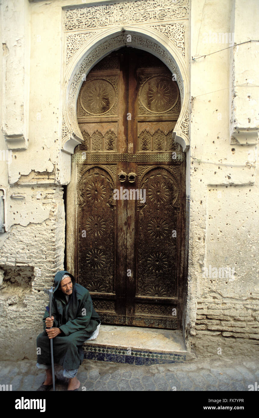 Il Marocco, Fes, Medina, porta, città vecchia Foto Stock