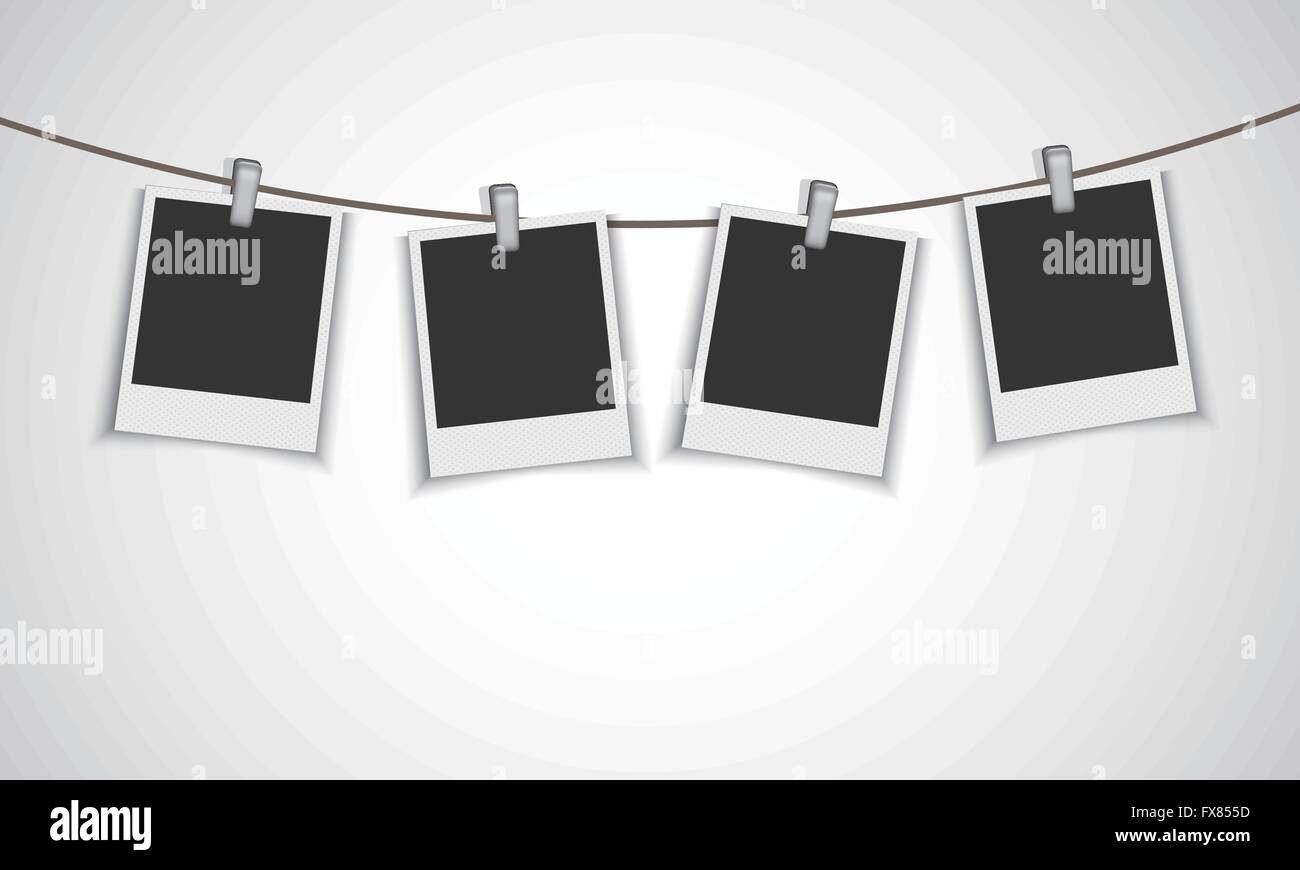 Blank Foto quadri appesi sulla clip metallica Illustrazione Vettoriale