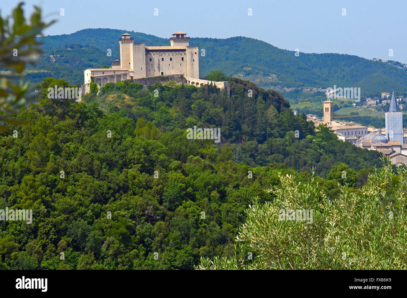 Spoleto, Albornoz Rocca Albornoz, fortezza papale, Umbria, Italia, Europa Foto Stock