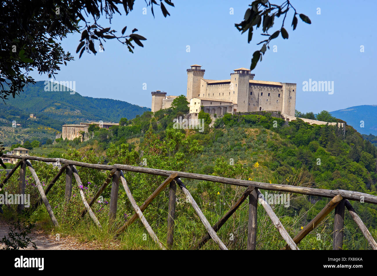 Spoleto, Albornoz Rocca Albornoz, fortezza papale, Umbria, Italia, Europa Foto Stock