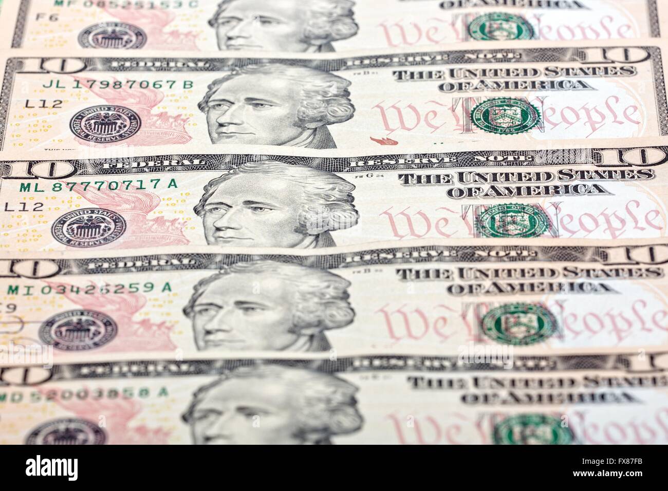 American dieci dollari, uno sfondo Foto Stock